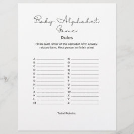 Baby Shower Alphabet Game Brevhuvud