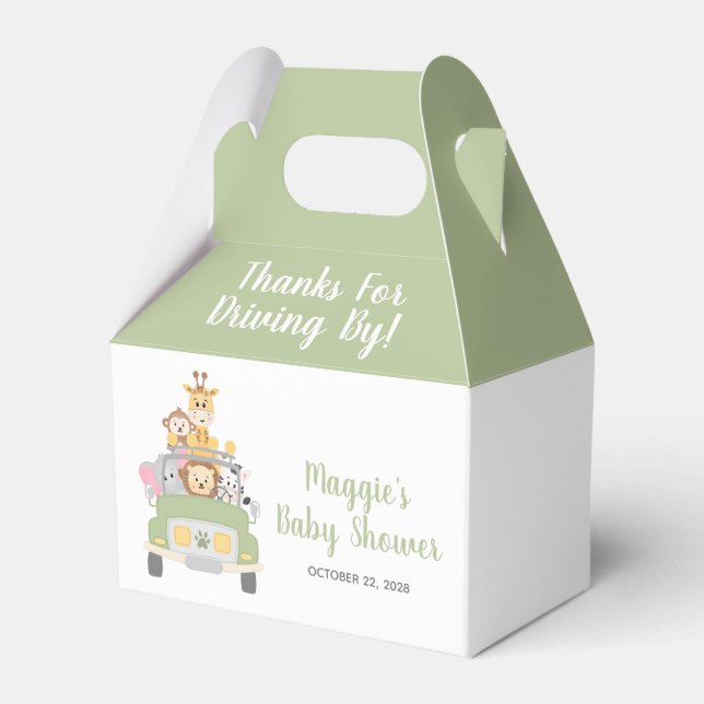 Baby Shower Animal Safari, tack för att du kör med Presentaskar (Framsidan Sidan)