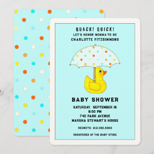 Baby Shower Anka med paraply Inbjudningar