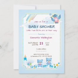 baby shower announcement for TWIN BOYs Inbjudningar