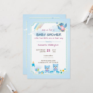 baby shower announcement for TWIN BOYs Inbjudningar
