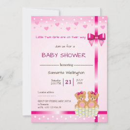 baby shower announcement for TWIN Girls Inbjudningar