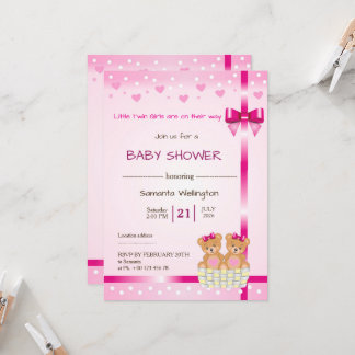 baby shower announcement for TWIN Girls Inbjudningar