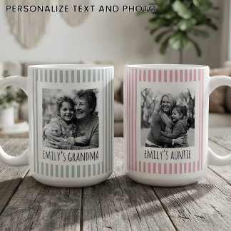 Baby Shower | Anpassade rosa ränder Mormor Faster Kaffemugg