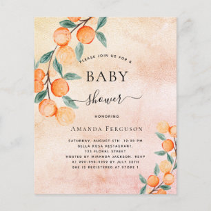 Baby shower apelsiner rose gold inbjudan