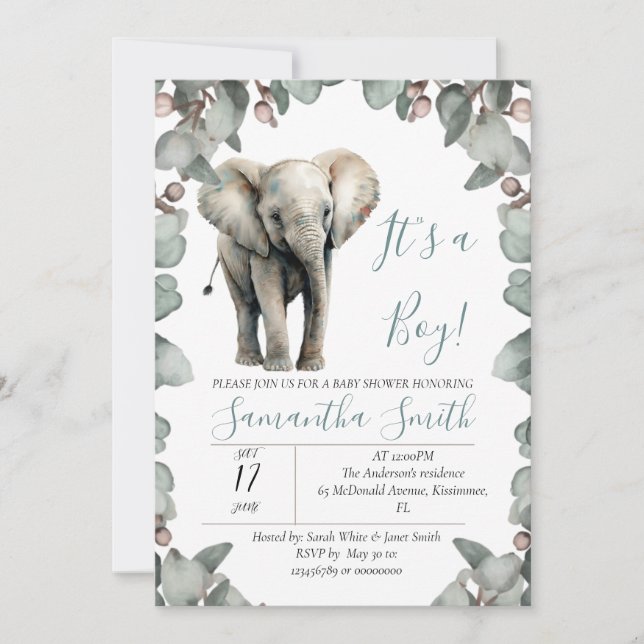 Baby Shower är ett pojktema Inbjudningar (Framsida)