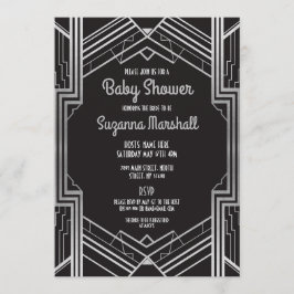 Baby Shower Art Deco 1920-talet Silver Gatsby Twen Inbjudningar