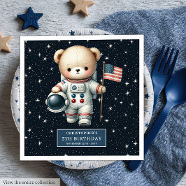Baby Shower Astronaut Teddy Napkins Personlig Pappersservett