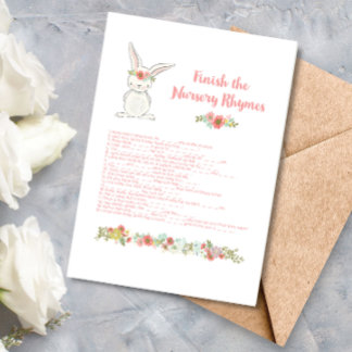 Baby Shower Avslutar Nursery Rhymes-spelkortet Inbjudningar