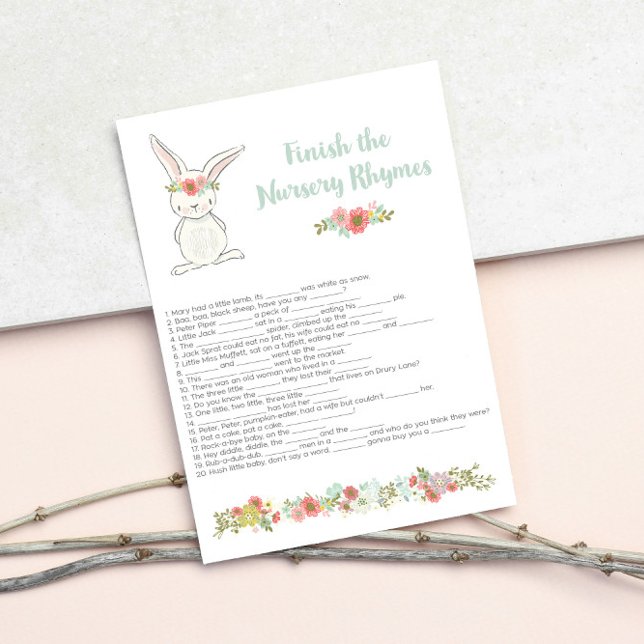 Baby Shower Avslutar Nursery Rhymes-spelkortet Inbjudningar (Skapare uppladdad)
