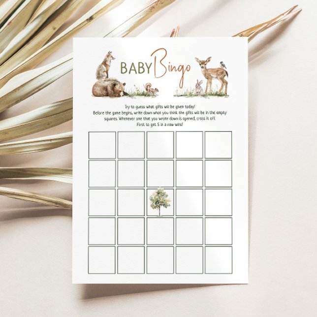 Baby Shower Baby Bingo Card för träddjur Inbjudningar (Skapare uppladdad)