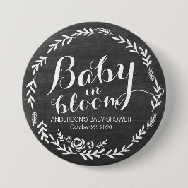 Baby Shower Baby i Bloom Blommigt Ram Knapp