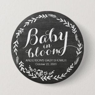 Baby Shower Baby i Bloom Blommigt Ram Knapp