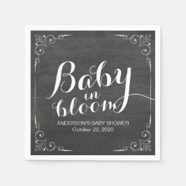 Baby Shower Baby i Bloom Blommigt Ram Pappersservett
