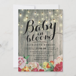 Baby Shower Baby i Bloom Flower String Light Wood Inbjudningar