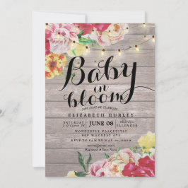 Baby Shower Baby i Bloom Flower String Light Wood Inbjudningar