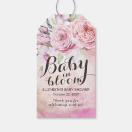 Baby Shower Baby i Bohemian Flowers Feather Presentetikett