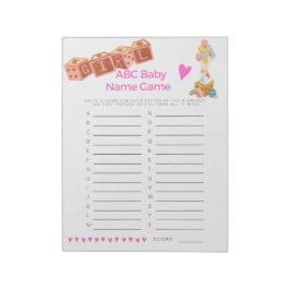 Baby Shower Baby Namn Game Flicka Anteckningsblock
