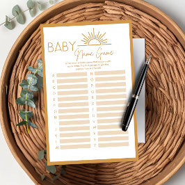 Baby Shower Baby Namn Game Sunshine Boho