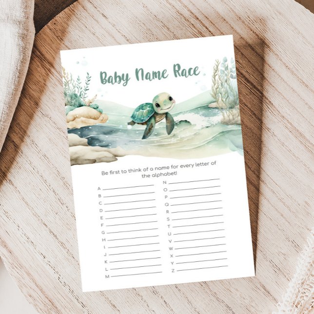 Baby Shower Baby Namn Tävling (Sea Turtle Baby Shower Game)