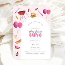 Baby Shower Baby-Q (BBQ) för inbjudan till Flicka