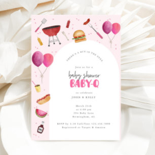 Baby Shower Baby-Q (BBQ) för inbjudan till Flicka