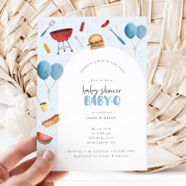 Baby Shower Baby-Q (BBQ) för inbjudan till Pojke