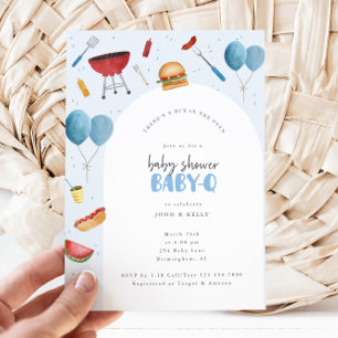 Baby Shower Baby-Q (BBQ) för inbjudan till Pojke