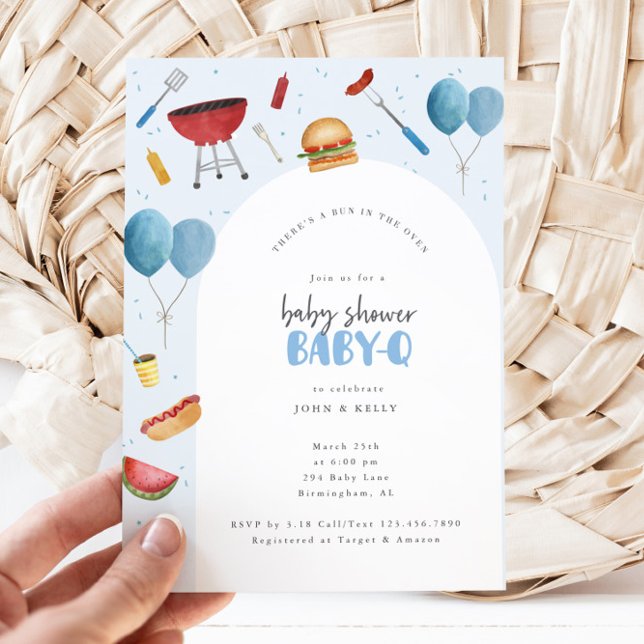 Baby Shower Baby-Q (BBQ) för inbjudan till Pojke (Skapare uppladdad)