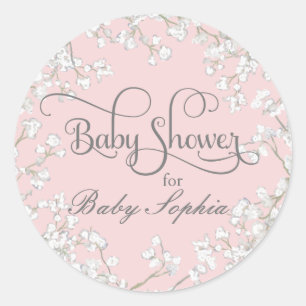Baby Shower Babys Bandeho Blommigt Utandning Runt Klistermärke