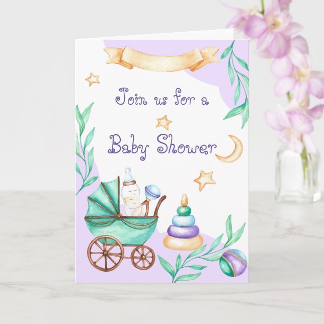 Baby Shower Barnvagn Invitationer  Kort (Orkide)