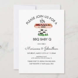 Baby Shower BBQ Baby Q Grillning Hotdog Inbjudan