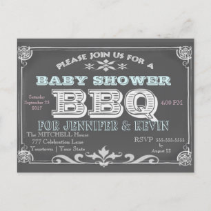 Baby Shower BBQ Chalkboard Inbjudan Vykort