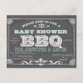 Baby Shower | BBQ | Chalkboard Inbjudan Vykort