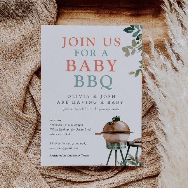 Baby Shower BBQ Gender Neutral Inbjudningar (Skapare uppladdad)