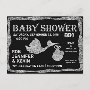Baby Shower BBQ Kritskrift Inbjudan Vykort