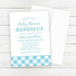 Baby Shower BBQ Light Blue Gingham Play Inbjudningar