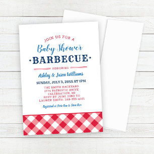 Baby Shower BBQ Red White och Blue Inbjudningar
