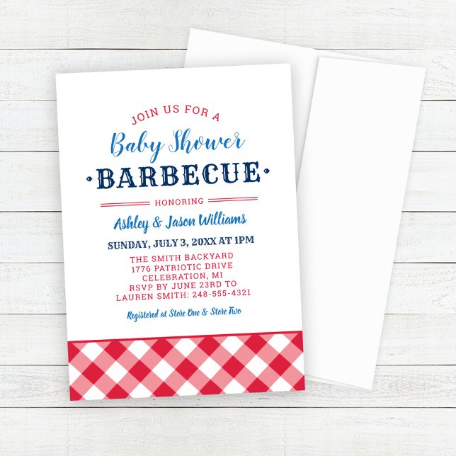 Baby Shower BBQ Red White och Blue Inbjudningar (Skapare uppladdad)