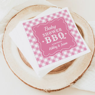 Baby Shower BBQ Rosa and White Gingham Play Pappersservett