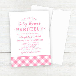 Baby Shower BBQ Rosa Gingham Play Inbjudningar