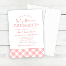 Baby Shower BBQ  Rosa Gingham Play Inbjudningar