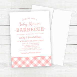 Baby Shower BBQ Rosa Gingham Play Inbjudningar