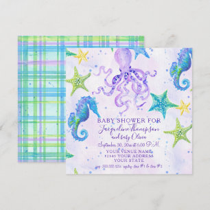 Baby Shower Beach Starfish Octopus Seahorse Inbjudningar