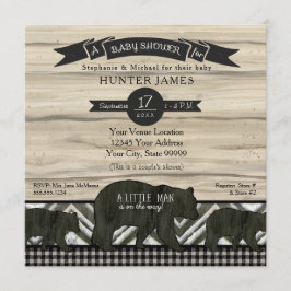 Baby Shower Bear Woodland Forest Lumberjack Play Inbjudningar
