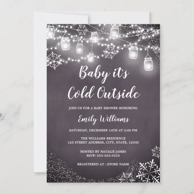 Baby Shower Bebis det är kallt ute vinter Inbjudningar (Framsida)
