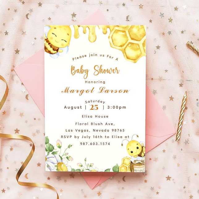Baby Shower Bee Baby Shower Inbjudningar (Skapare uppladdad)