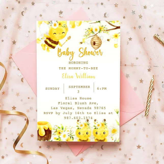 Baby Shower Bee Baby Shower Inbjudningar (Skapare uppladdad)