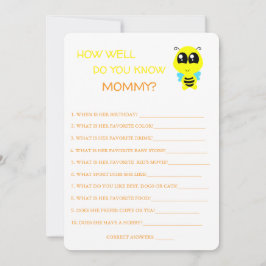 Baby Shower, Bee, hur bra vet du Mamma-kortet? Inbjudningar