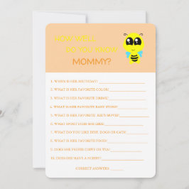 Baby Shower, Bee, hur bra vet du Mamma-kortet? Inbjudningar